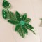 2 Pieces Grass Green Sequin Flower Patch Iron On Applique with Stem and Leaf